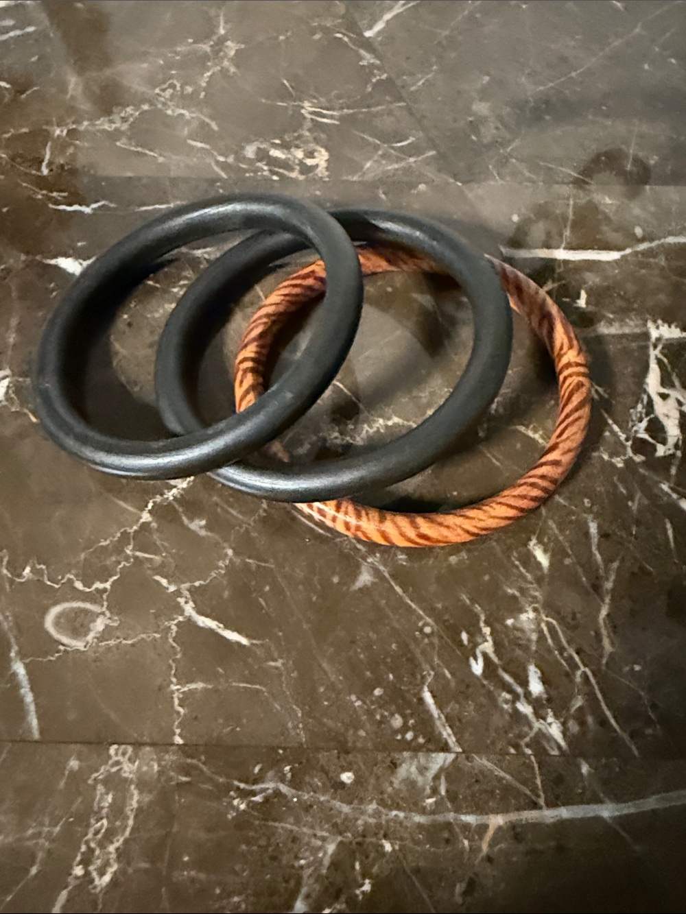 Stackable Black and Brown Animal-Print Bangle Bracelet Set